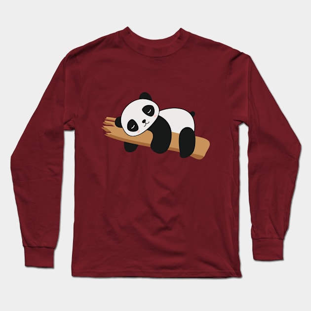 Cute Sleeping Baby Panda Bear Graphic Illustration Long Sleeve T-Shirt by New East 